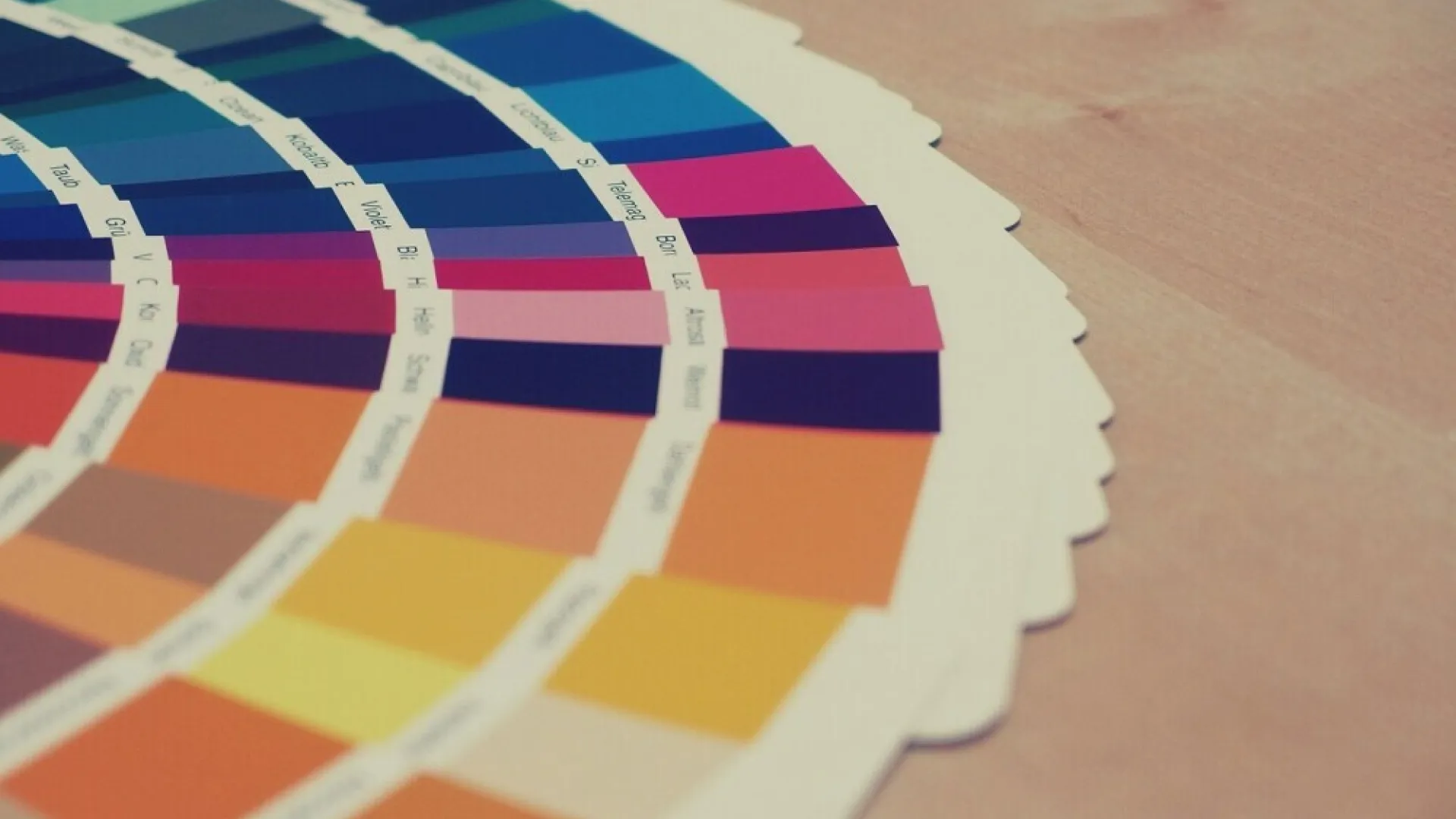 A photo of some pantone swatches.